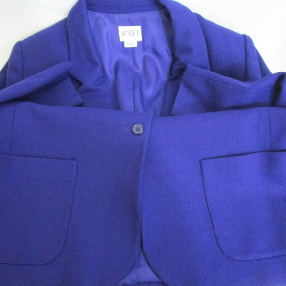 Vintage Koret 100% Wool Blazer Jacket Size 14 Purple Career Button Front EUC - Picture 5 of 8